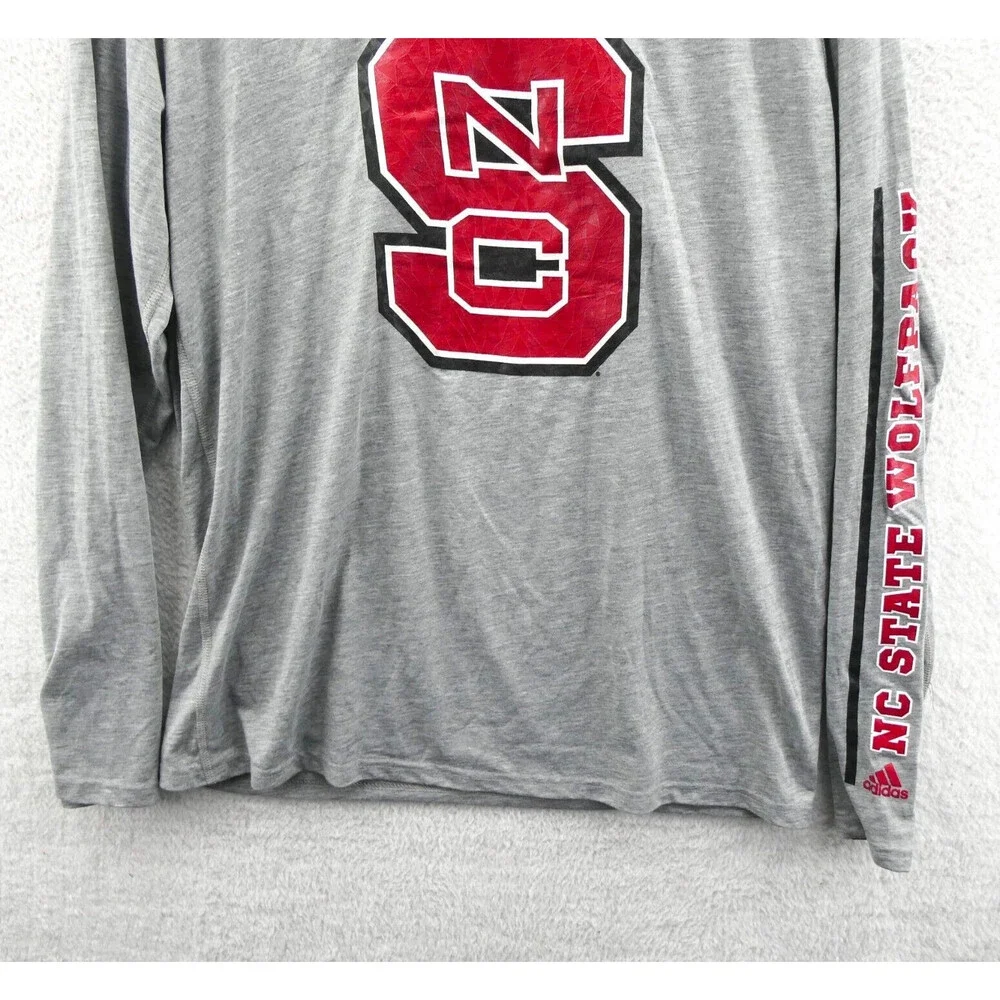 NC State Wolfpack Shirt Mens‎ Large Gray Long Sleeve Adidas College NCAA Tee New